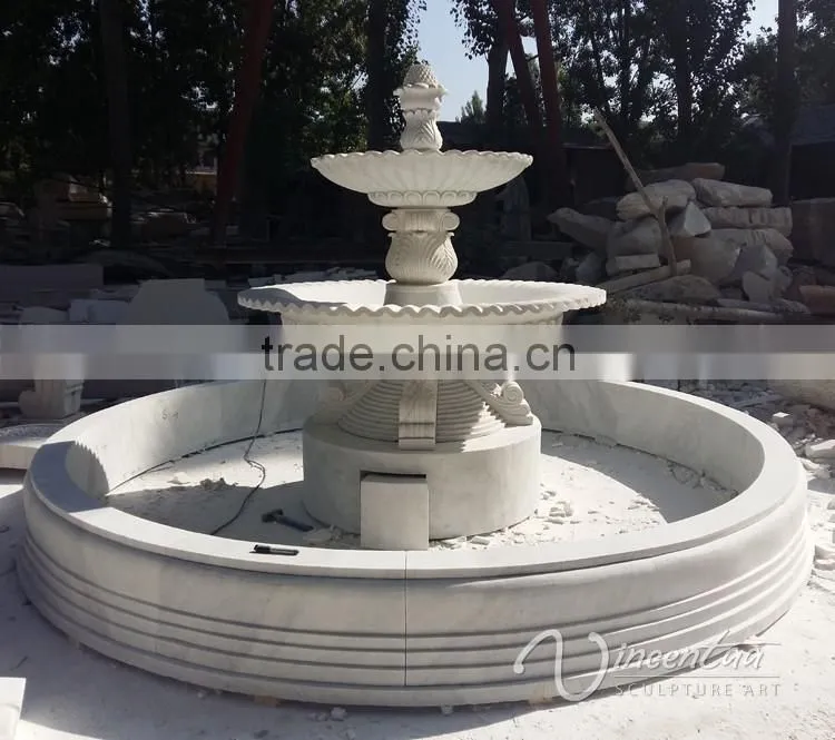 stone carving outdoor decoration garden 3 tier marble water fountain prices