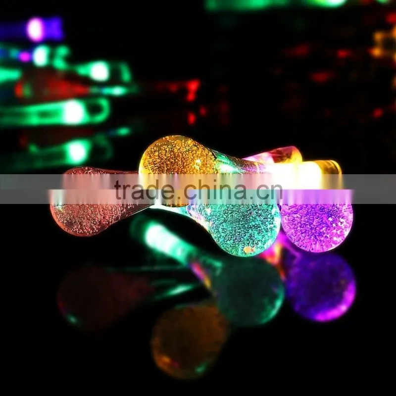 Solar recharged LED Outdoor multi-color Water Drop Fairy Lights