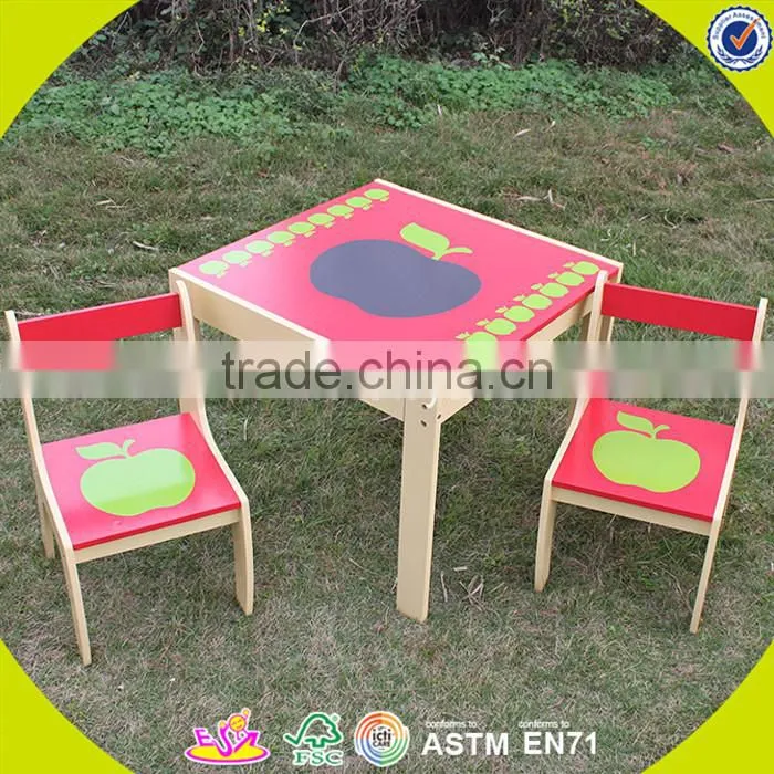 Wholesale cute style baby wooden table and chairs household top quality wooden table and chairs set W08G092