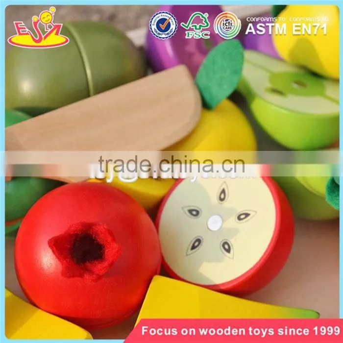 wholesale kids play kitchen toys wooden cutting fruit set funny wooden cutting fruit set for children W10B185