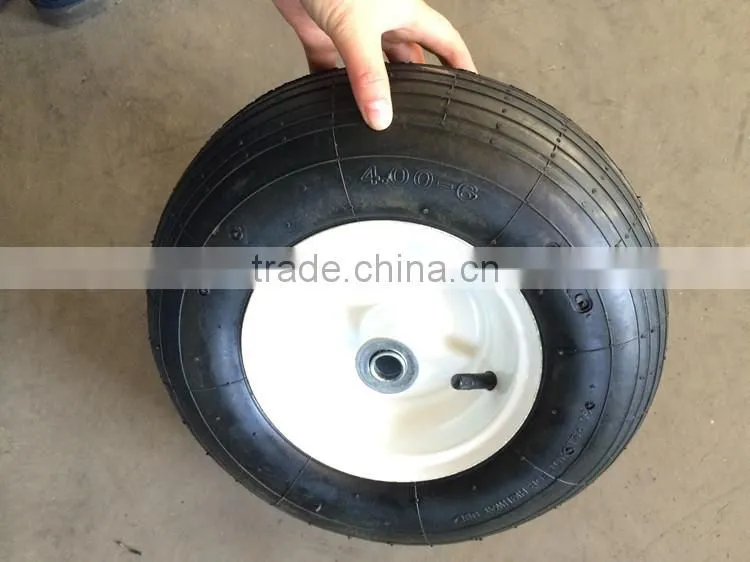 14 inch 4.0-6 heavy load capacity metal rim hand trolley pneumatic tyre