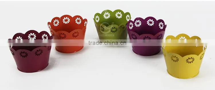 garden iron and zinc unique powder coated outdoor plant coloured flower pots colourful pots for plants