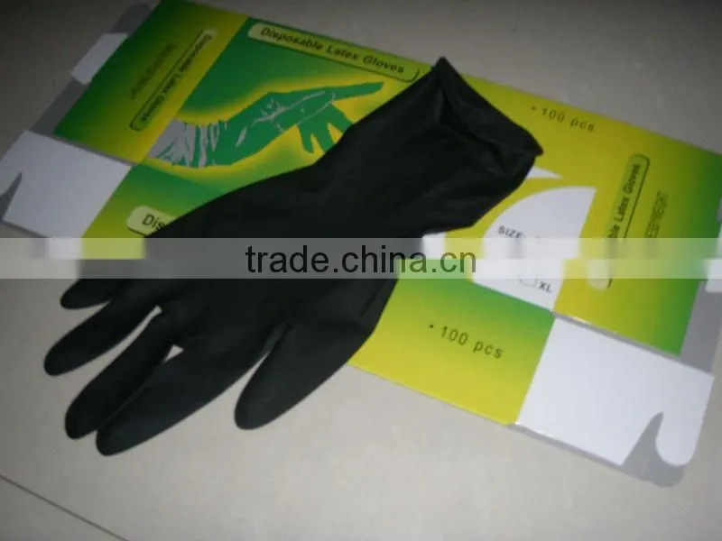 Black Latex Textured Tattoo Gloves--Powder Free