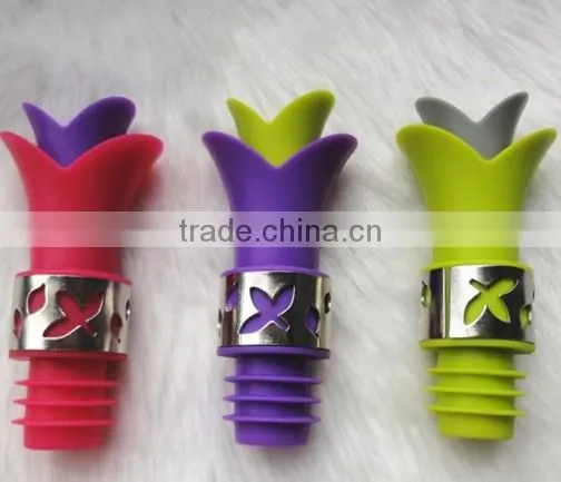 hot selling lily flower silicone glass bottle stopper