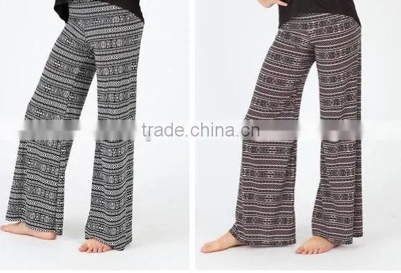 plus size adult/child wide legs yoga long pants, wholesale kids palazzo pants , unique print palazzo pants