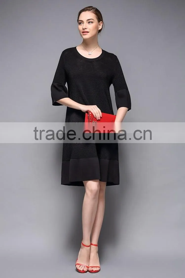 Half flare sleeve drape patchwork loose fishtail women dress