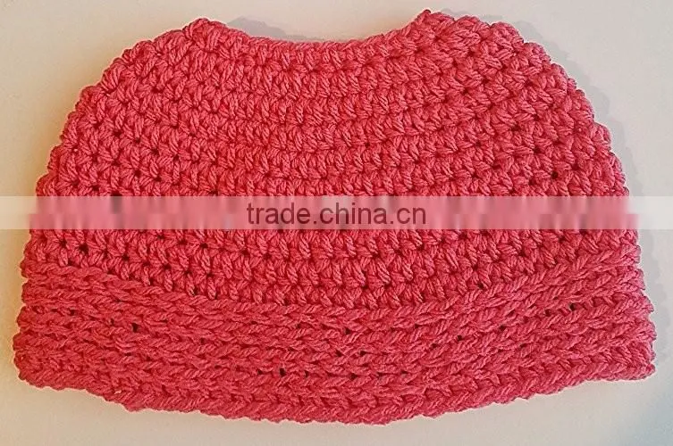 Papaya Messy Bun Beanie Ponytail Hat