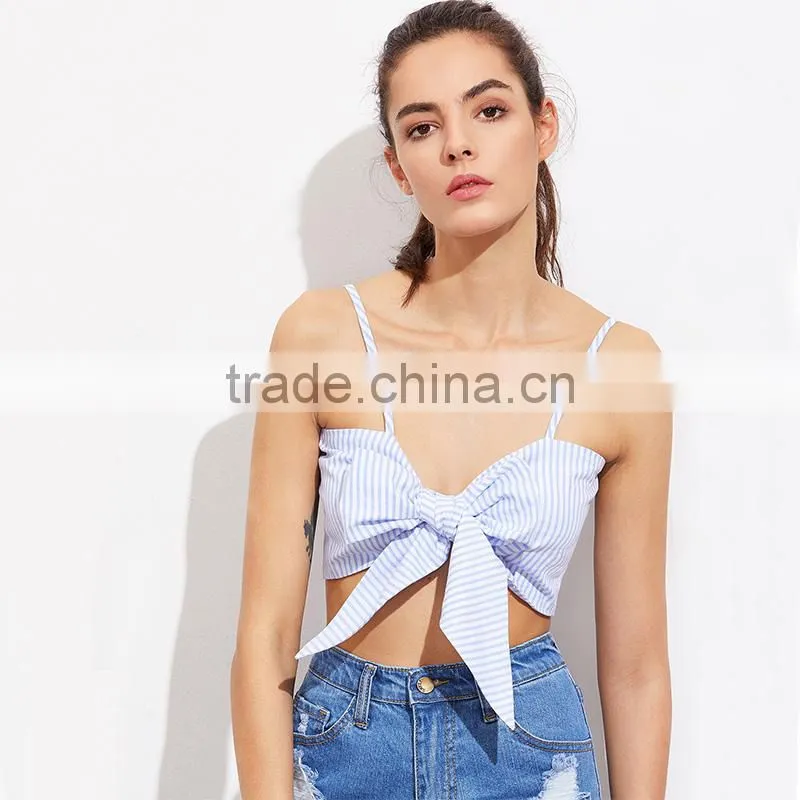 CUTE self bow blue top, ladies newest design tank top