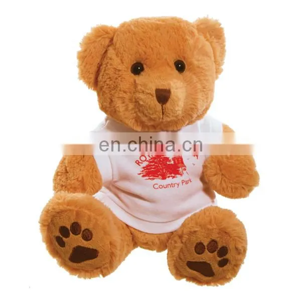 Lovely design cute stuffed plush teddy bears with canvas uniform