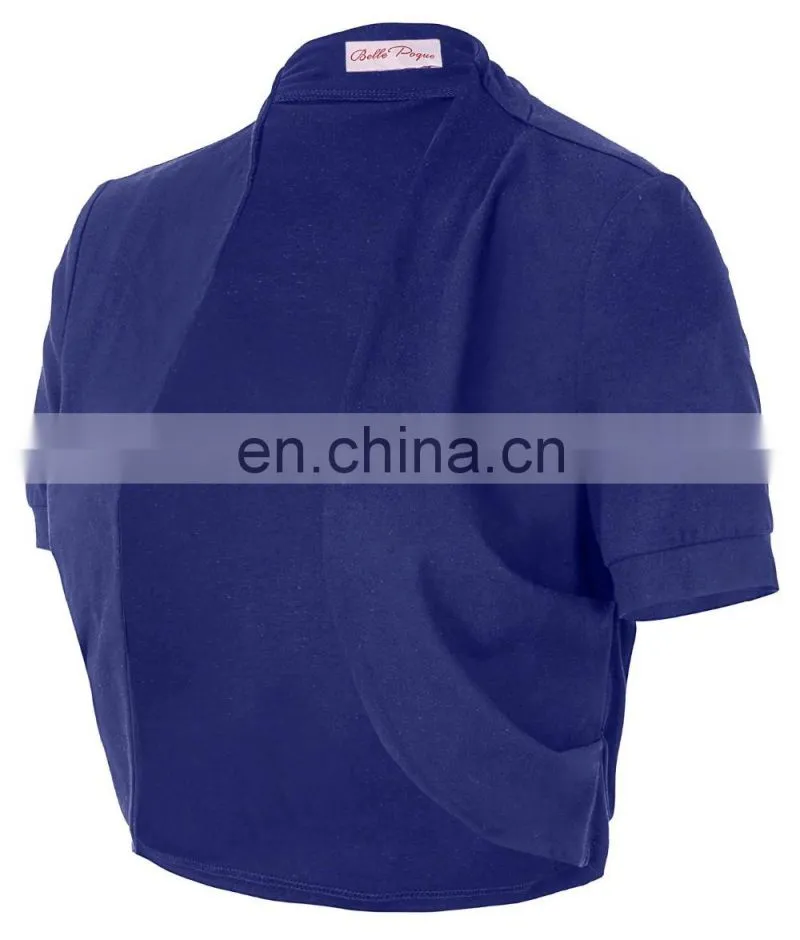 Belle Poque Women Short Sleeve Pleated Sides Cotton Bridal Shrug Bolero Dress Jacket BP000215-3
