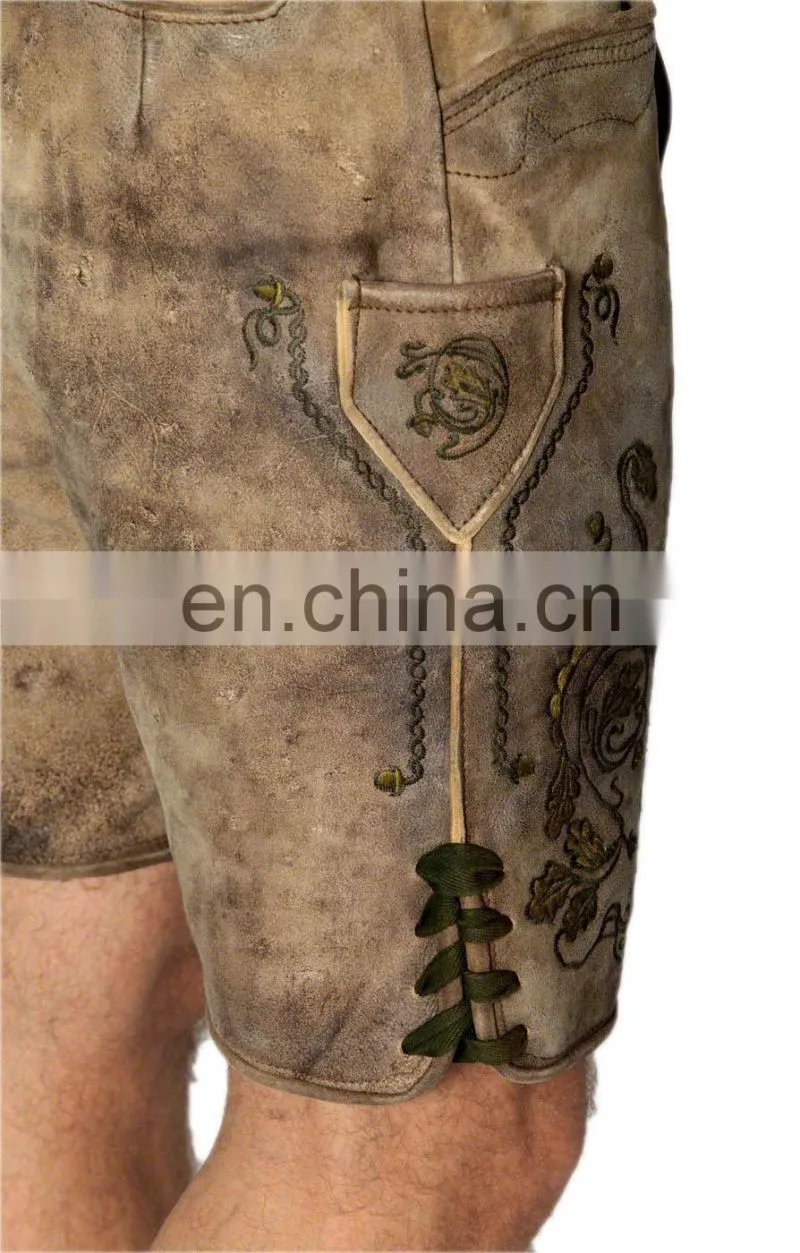 Double Tone High Quality Bavarian leder Hosen, Trachten Lederhosen (Traditional Garments)