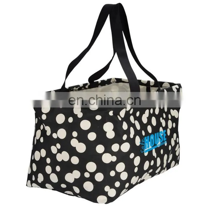 XD1019 Utility Tote Folding stripe canvas beach tote bag wholesale