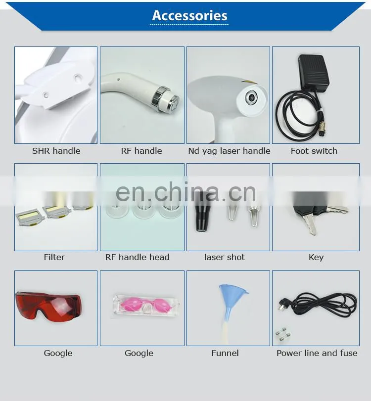 OPT ND YAG LASER RF Beauty Machine Elight Multi-functional Tattoo Removal Hair Removal