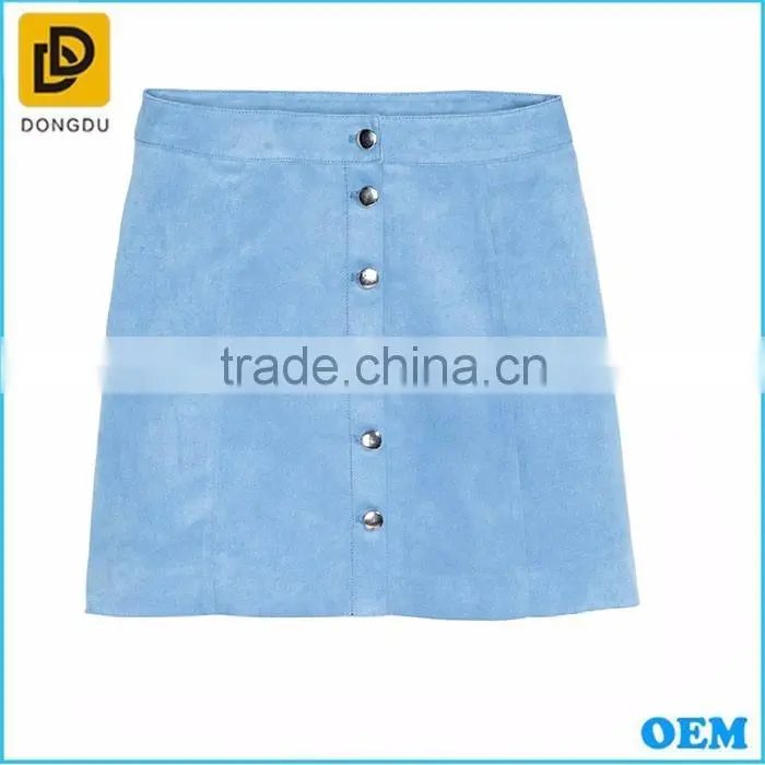 Light blue Suede velvet mini skirts for young girls