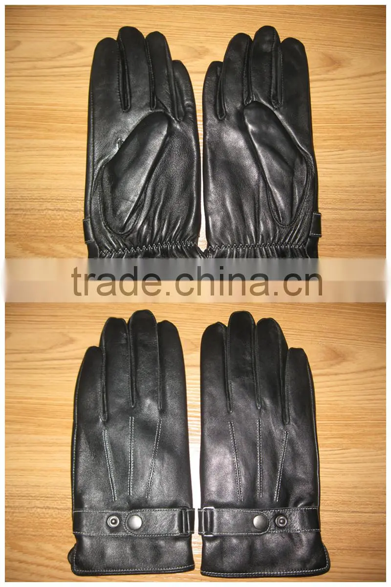 Ladies long black leather gloves sheepskin gloves