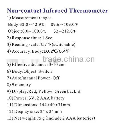 New Muti-fuction Baby/Adult Digital Termomete Non-Contact Infrared Thermometer