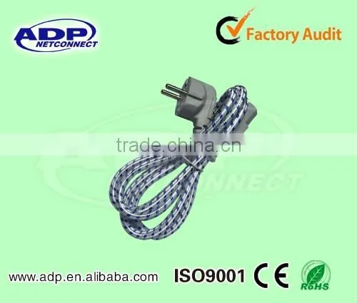 cotton braided jacket ac power cord