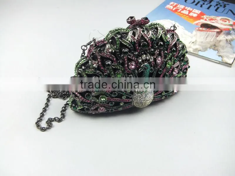 NEW Fashion Luxury Peacock Shape Bridal Evening Crystal Purse Clutch Bag For Women