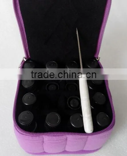 Custom 16 bottles Soft essential oil carrying bag,essential oil bag for travel, purple velvet soft essential oil carrying case