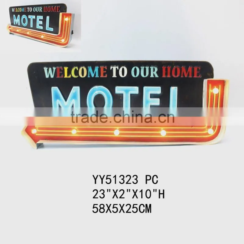 Car club vintage embossed LED tin sign for wall decor, factory metal wall plaque