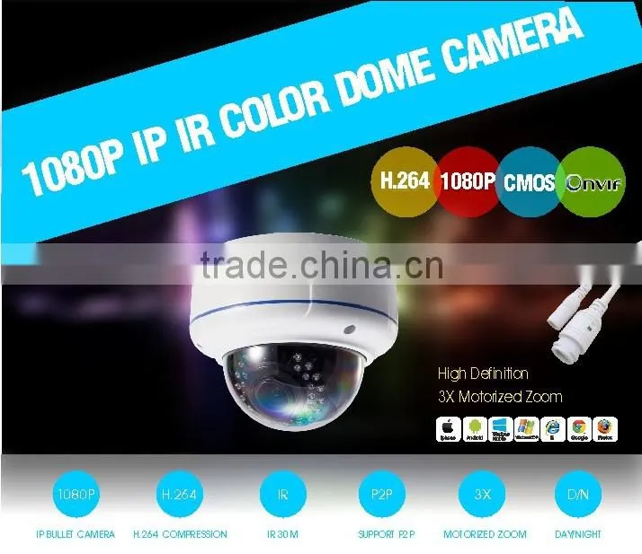 H.264 IP 2.0MP Vari Focal Lens 1080P HD Security Color IR Dome CCTV Camera IP66