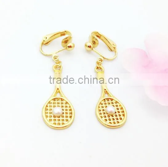 Popular fashion gold earring jewelry models women battledore pendant earring
