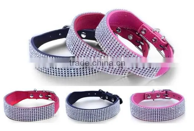 Pet supplies wholesale imitation leather mesh diamond pet dog collar