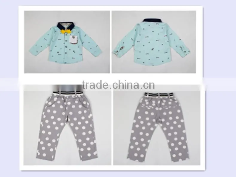 2016 trendy Korean style boy child sets children straped long-sleeved + pants two-piece boy set