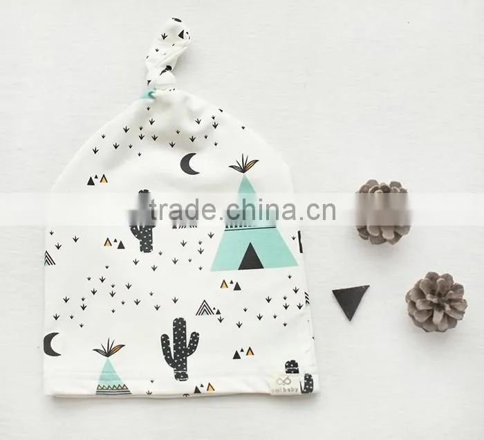 Breathable Kids Hat Boutique Cotton Cartoon Tied Angle Newborn Baby Cap For 0-2 Years In Stock