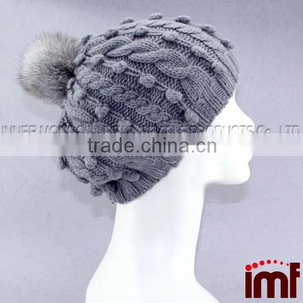 Warm Grey Cashmere Slouch Beanie Hat