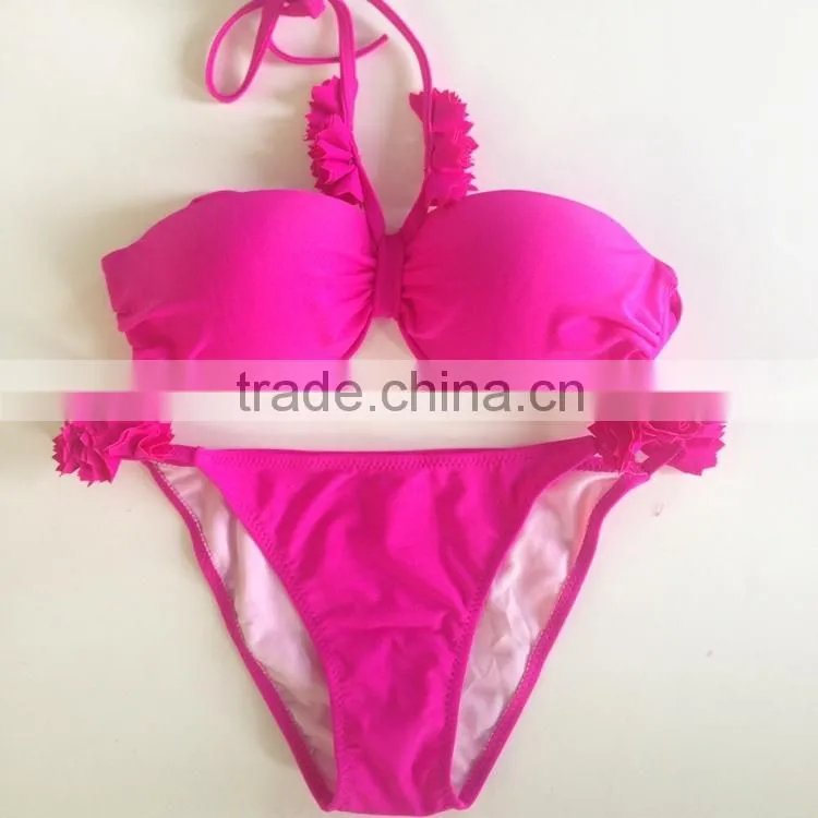 Strapless Solid Color Bow Swimwear