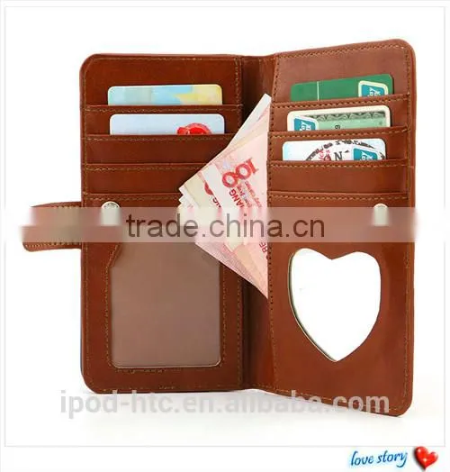 Women Style Wallet Leather Case With Mirror And Card Slots For Iphone 6