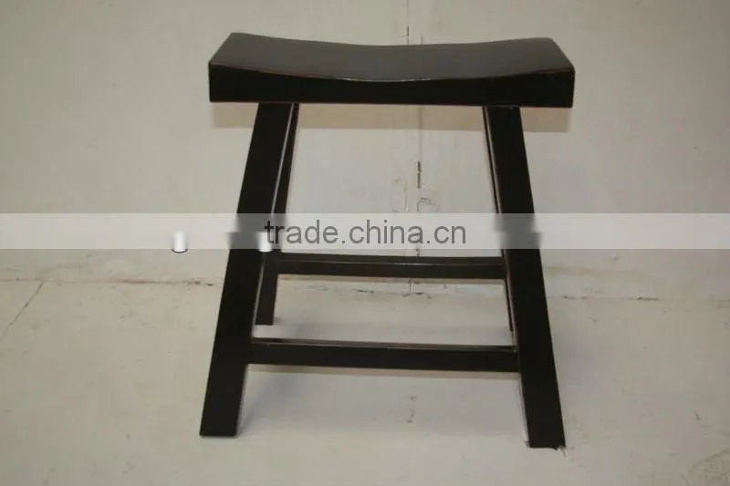 Chinese antique black wooden square stool
