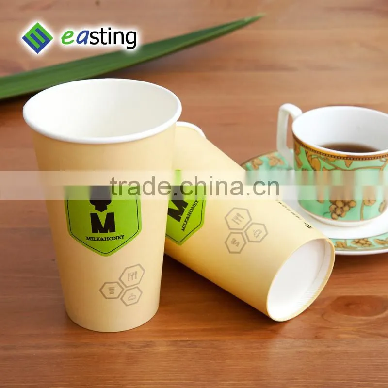 Beautiful 16 oz flexo printing hot coffee paper cup single pe coated