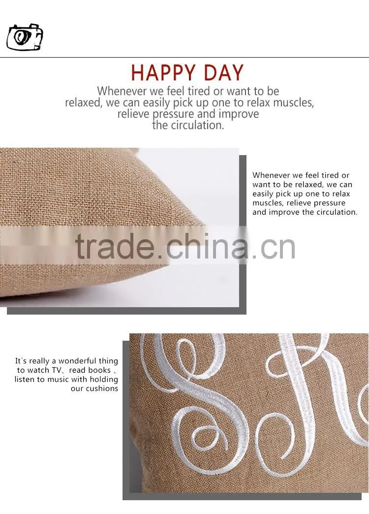 Popular design custom letter embroidery decorative pillow case cover