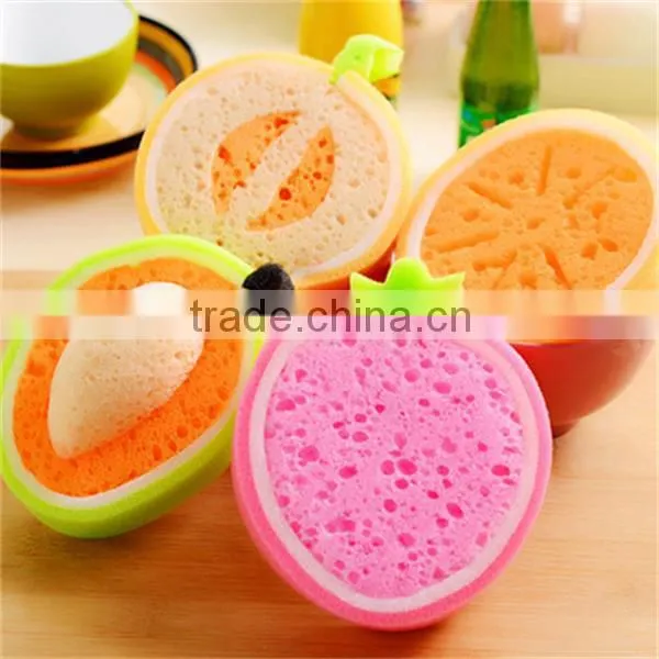 J195 4types Fruit Sponge Cleaning Cloth sponge scouring pad