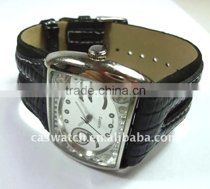 men diamond watch genuine leather strap
