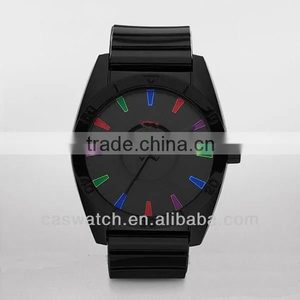 Fashion coll all balck silicone sport watch