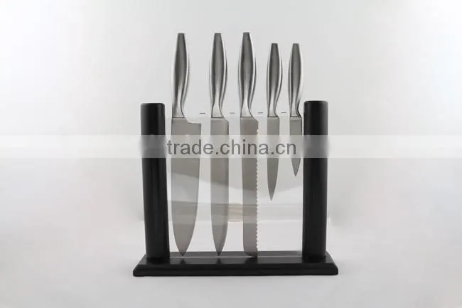 5pcs hollow handle stainless steel knife in acrylic knife block