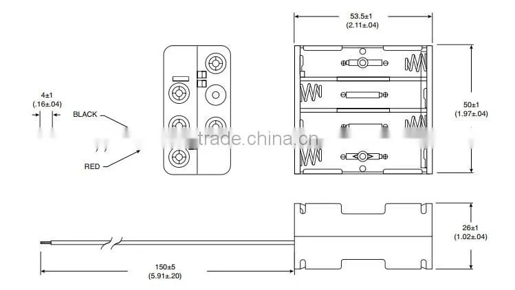 8 "AAA" Battery Holder with Wire Leads,BH483 battery holder ,aaa battery holder