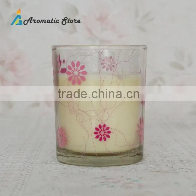 Fashion White Scented Soy Wax Candle In Glass Jar