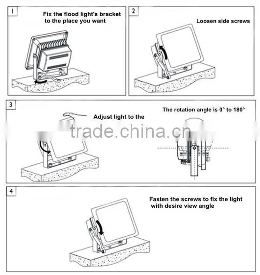 LED Flood Light 60W IP65 Integrated Natural White Black led floodlight