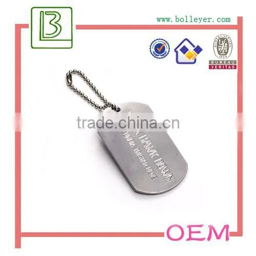 custom metal name dog tag with ball chain