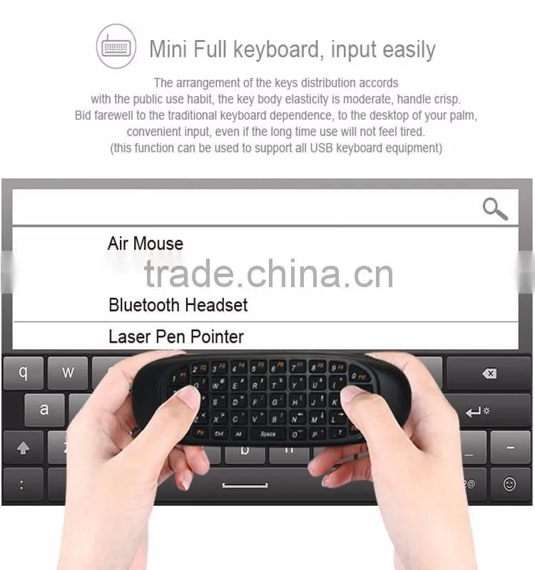 Wireless Mini Bluetooth Keyboard and Flying Air Mouse keyboard 2.4GHz using in PC/TV