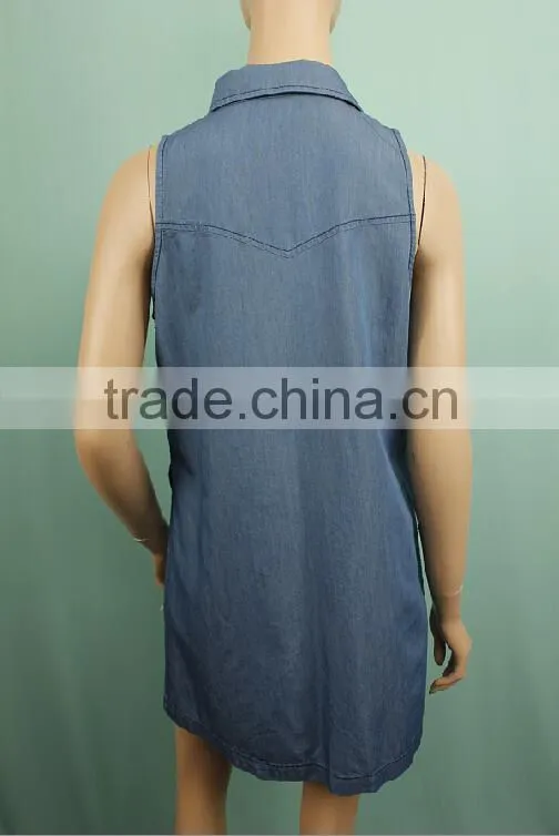 Sleeveless women causal fashion denim blouse YL45897654T
