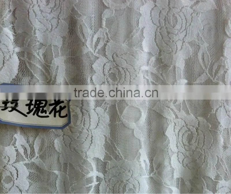 Rose flower nylon lace fabric in stock elastic lace fabric