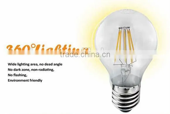 edison led bulb filament 6w CE ROHS A60 china manufacturer