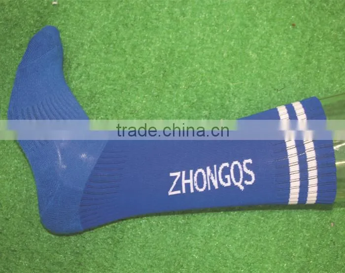 Wholesale 100% polyester stock long striped soccer socks