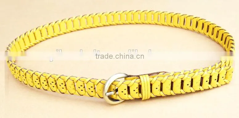 Ladies Skinny braided Genuine leather belt