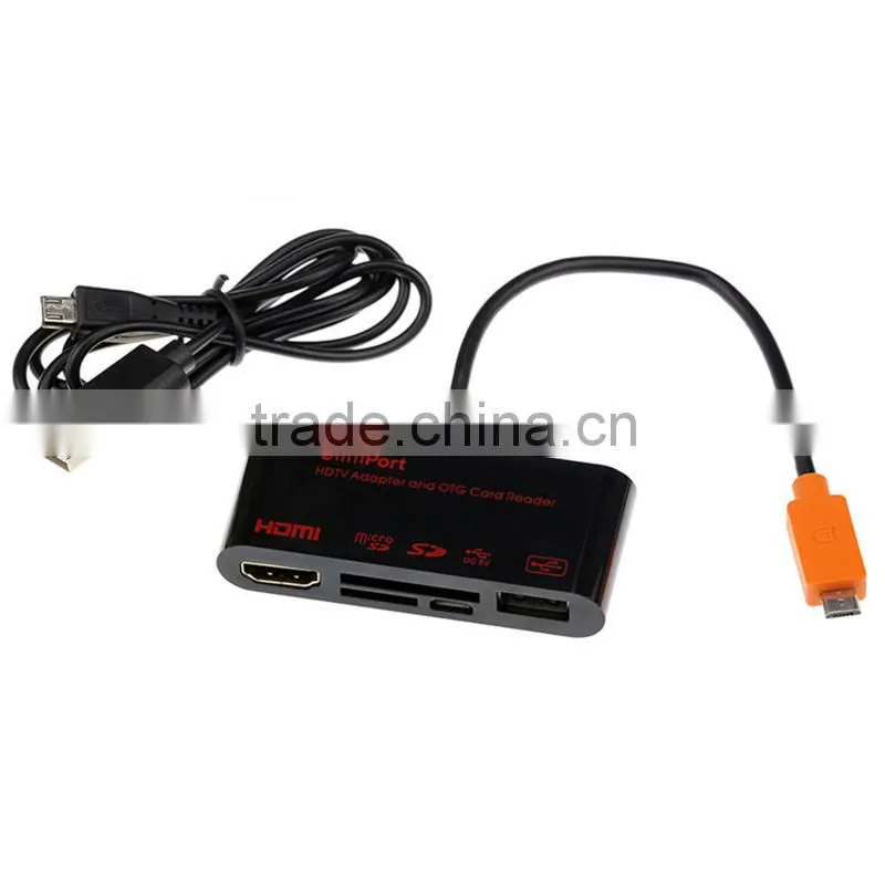 Micro USB OTG Sd Tf HUB Card Reader MHL to Hdm i Hdtv Adapter Connection Kit for Samsung Galaxy S5 S3 S4 Note2 Note3 Note4